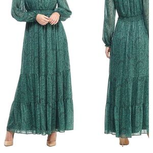 GMG Laurel Print Long Sleeve Chiffon Maxi Dress